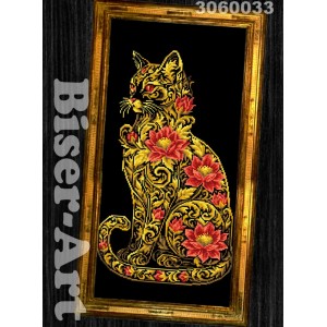 3060033 Золотий котик з квітами