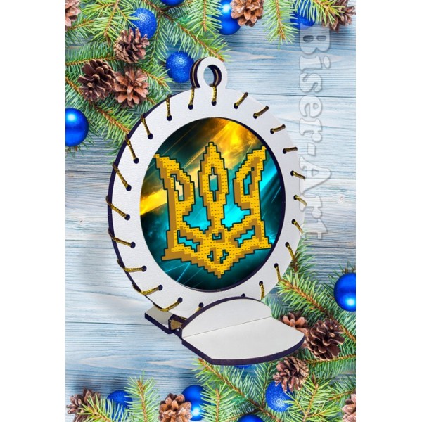 3831 Новорічна іграшка на деревяній основі Тризуб