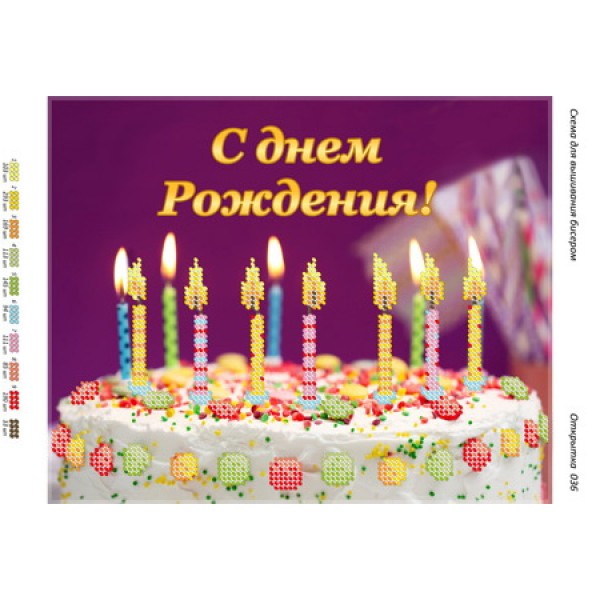 Листівка 036 З днем народження (рос)