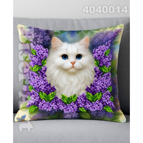 4040014 Котик у бузку (наволочка+подушка) для вишивки