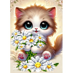B121 Котик з ромашками