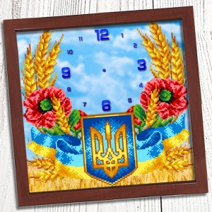 3030040 Годинник для вишивки бісером "Тризуб з маками"